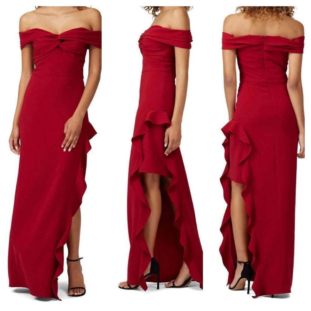 Shoshanna Wells Red Gown off the shoulder  Dress